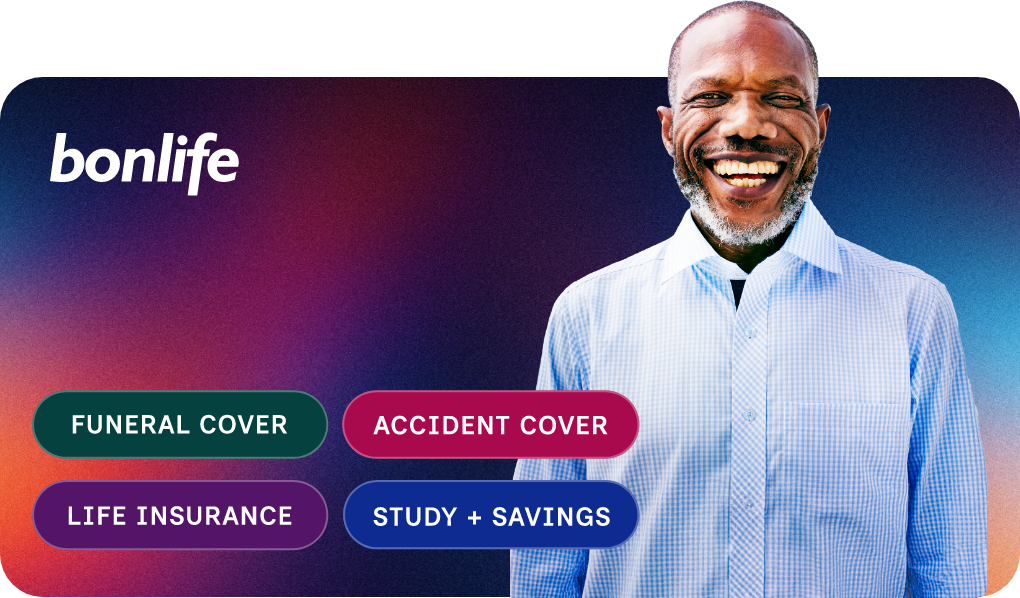 Bonlife cover options — funeral, life, accident, study + savings